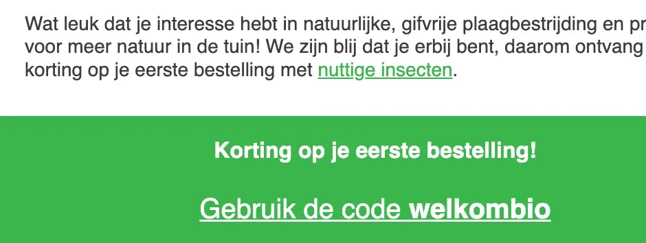 Bewijs van kortingscode - biobestrijding - biobestrijding [[korting eerste bestelling]] met nuttige insecten