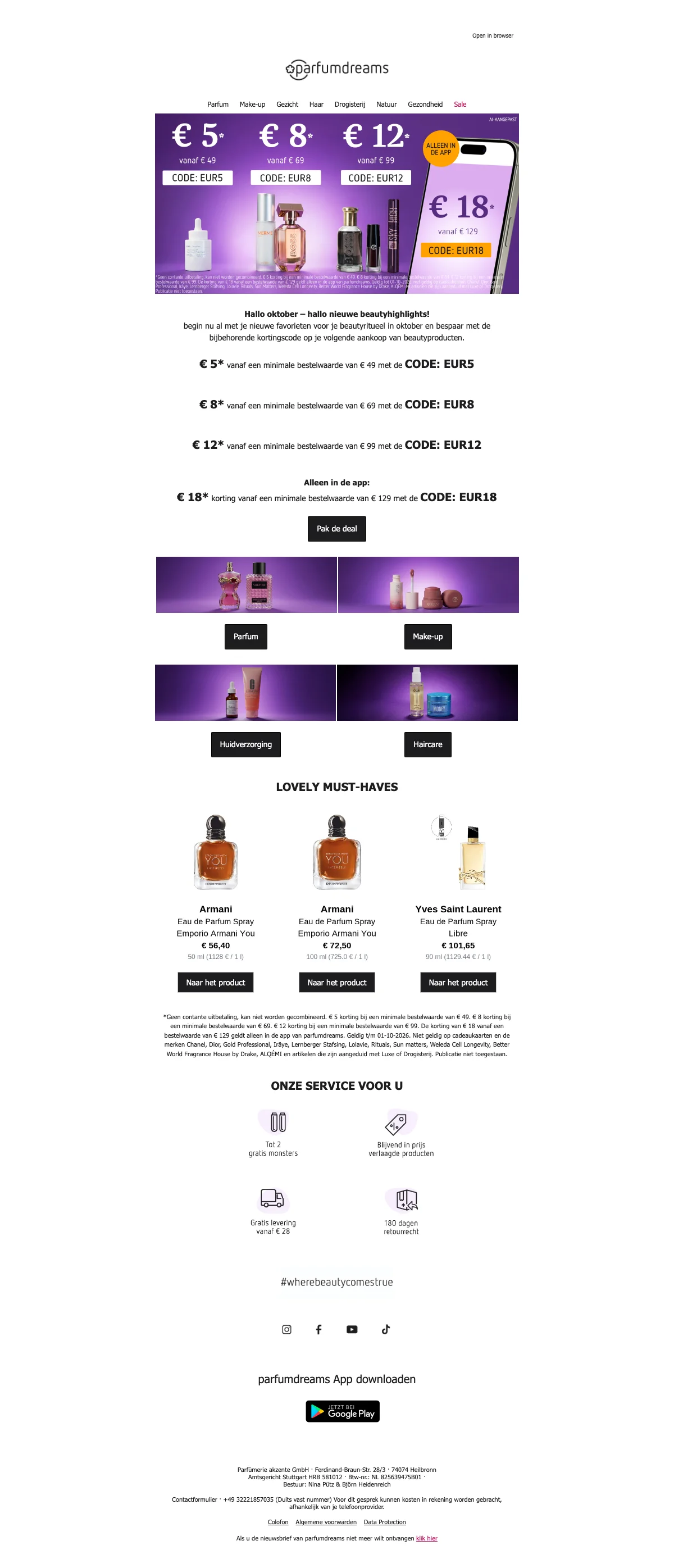 Bewijs van kortingscode - Parfumdreams - Kortingscode: [[€18 korting]] vanaf €129, alleen in app