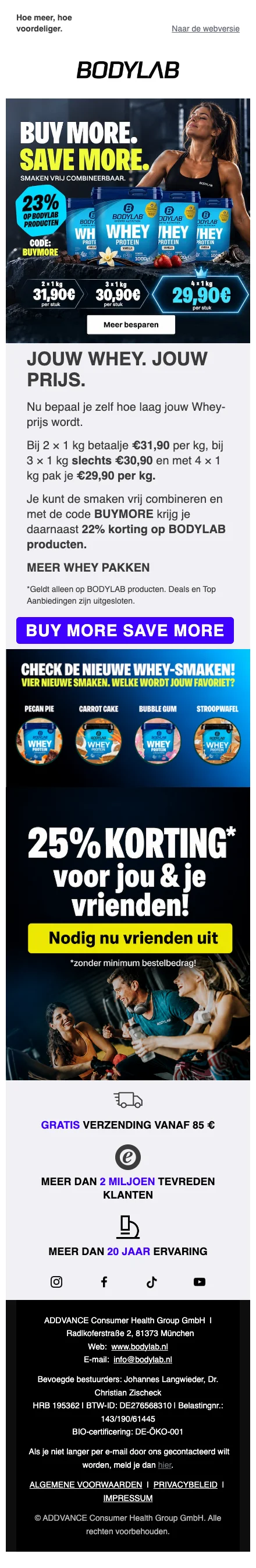 Bewijs van kortingscode - Bodylab - 23% korting op [[producten]], smaken vrij combineerbaar