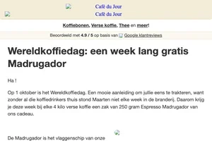 Wereldkoffiedag: gratis Madrugador bij 4 kilo verse koffie ☕