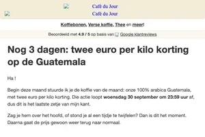 Nog 3 dagen twee euro per kilo korting op de Guatemala ☕