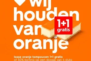 wij houden van oranje: 1+1 gratis op tompoucen