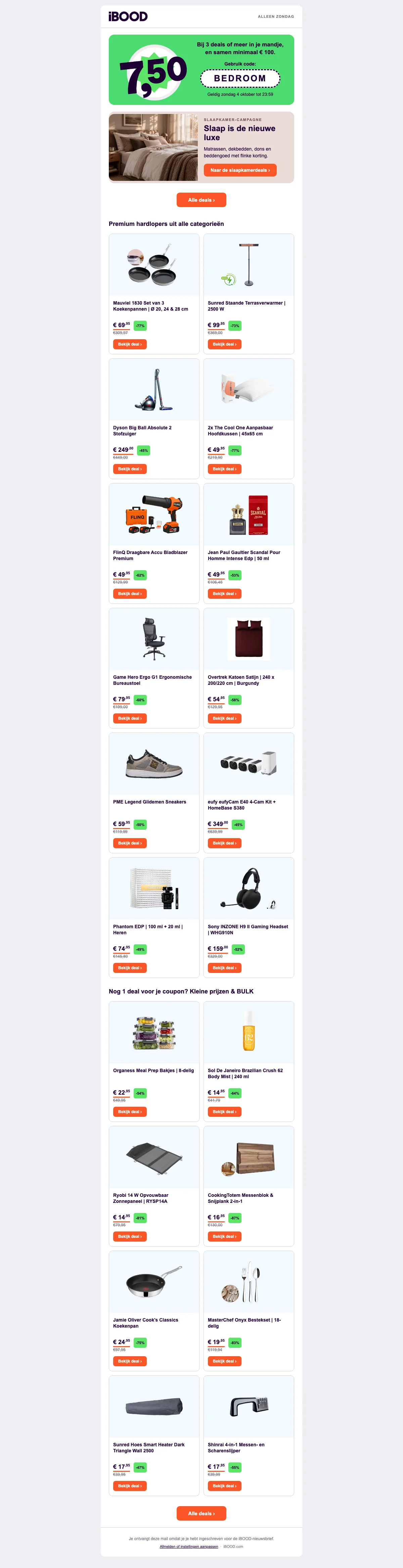 Bewijs van kortingscode - iBOOD - Slaapkamerdeals [[€7,50 korting]], bij 3 of meer items vanaf €100