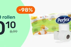 Perfex toiletpapier 10 rollen voor €0,10