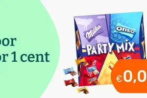 Milka €0,01 + Pindakaas €0,99