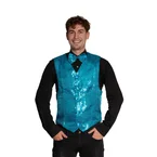Gilet Pailletten Turquoise met Strik