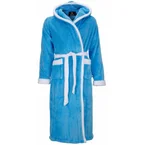 badjas unisex aquablauw-wit fleece met capuchon