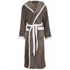 badjas unisex grijs-wit fleece met capuchon