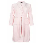 badjas kind lichtroze fleece met sjaalkraag