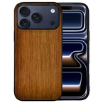 Donker Hout hoesje iPhone 18 Pro met zwarte randen
