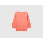 Peach sweater with boat neckline