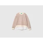 Striped sweatshirt with shirt insert