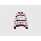 100% Shetland wool striped cardigan