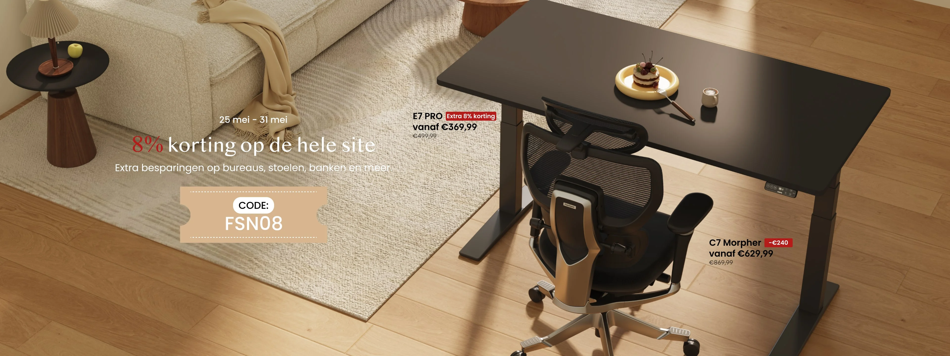 Bewijs van kortingscode - FlexiSpot - FlexiSpot kortingscode: [[8% korting]] op de hele site, vanaf €369,99
